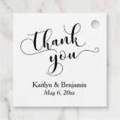 Étiquettes Cadeau Mariage Elegant noir Script sur Merci blanc (Dos)