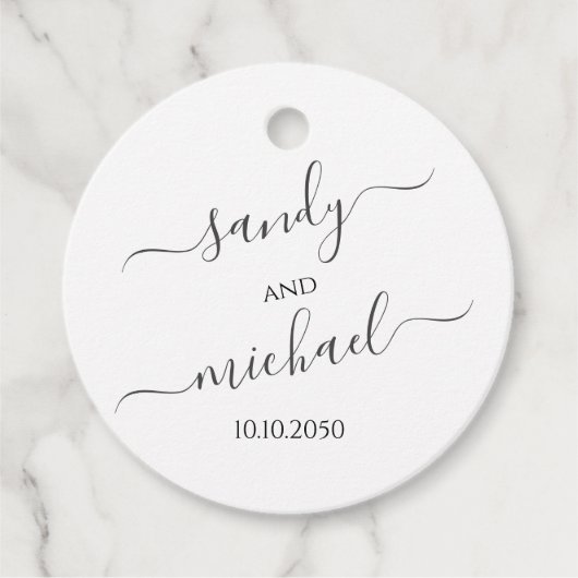 Étiquettes Cadeau Mariage élégant Simple Noir et Blanc (Devant)