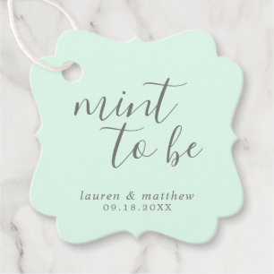 Étiquettes Cadeau Mariage Élégant Vert Menthe Simple
