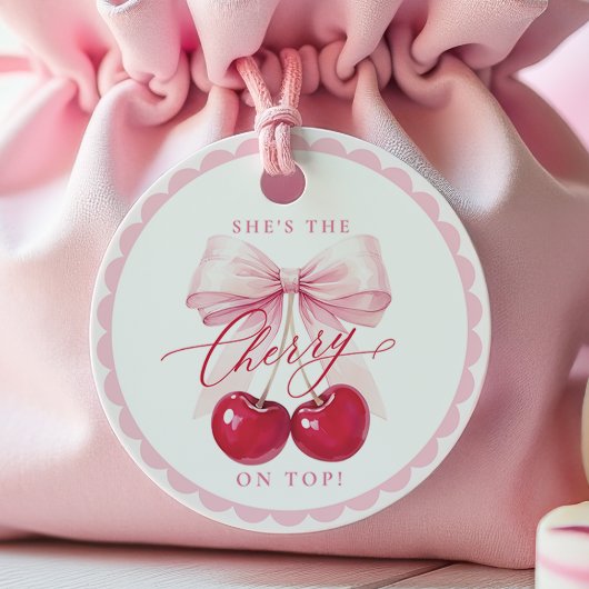 Étiquettes Cadeau Mariage en Fête avec Cerise sur le Haut