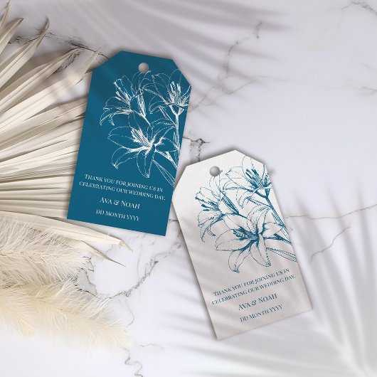 Étiquettes-cadeau Mariage en plan bleu Lily