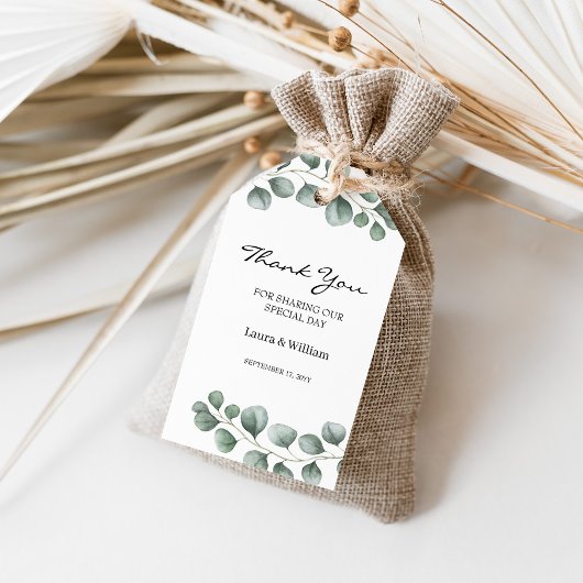 Étiquettes-cadeau Mariage Eucalyptus vert Faveur
