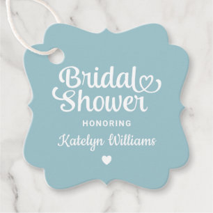 Étiquettes Cadeau Mariage Fantaisiste Aqua Blue Script Fête de Maria