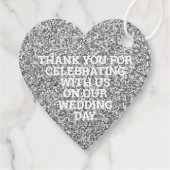 Étiquettes Cadeau Mariage Faux Parties scintillant Argent Élégant Me (Dos)