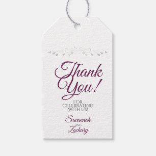 Étiquettes-cadeau Mariage Favor Merci blanc avec Cassis violet