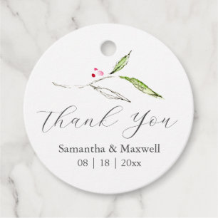 Étiquettes Cadeau Mariage Favor Tags Aquarelle Botaniques