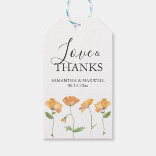 Étiquettes-cadeau Mariage Favor Tags Aquarelle Orange Fleurs
