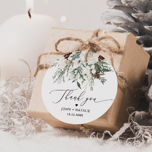 Étiquettes Cadeau Mariage feuillage festif hivernal evergeen