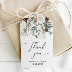 Étiquettes-cadeau Mariage feuillage festif hivernal persistante