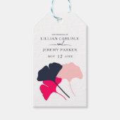 Étiquettes-cadeau Mariage Feuille Bold Modern Navy et Pink Ginkgo (Devant)