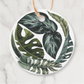 Étiquettes Cadeau Mariage Feuilles d'Île Tropiques Modernes (Dos)