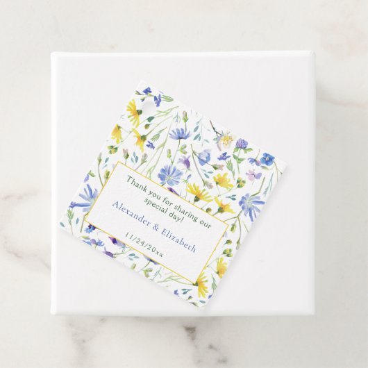 Étiquettes Cadeau Mariage Fleur sauvage aquarelle (En situation)