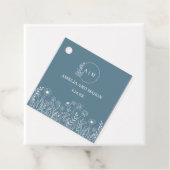 Étiquettes Cadeau Mariage Fleur sauvage bleu Dusty (En situation)