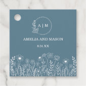 Étiquettes Cadeau Mariage Fleur sauvage bleu Dusty (Devant)