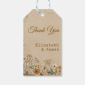 Étiquettes-cadeau Mariage Fleur sauvage Boho rustique frontière beig (Dos)