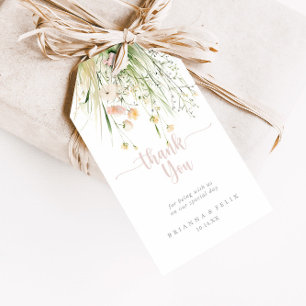 Étiquettes-cadeau Mariage Fleur sauvage Boho vert Merci