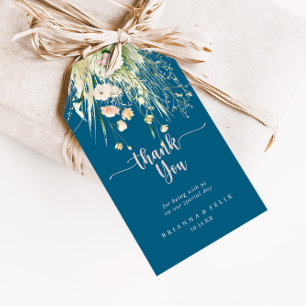 Étiquettes-cadeau Mariage Fleur sauvage de la marine Boho de verdure