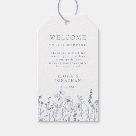 Étiquettes-cadeau Mariage Fleur sauvage de périphérique minimaliste  (Devant)