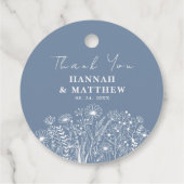Étiquettes Cadeau Mariage fleur sauvage Dusty Blue Boho (Dos)