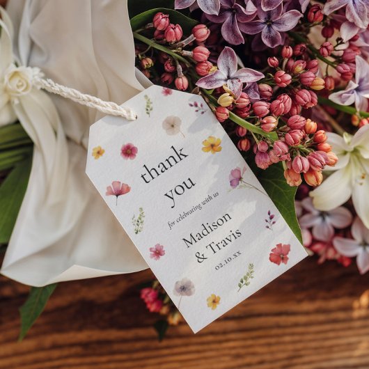 Étiquettes-cadeau Mariage fleur sauvage Favoriser Merci