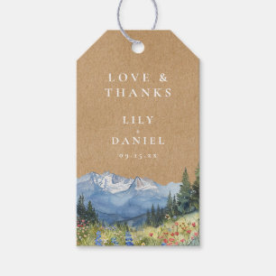 Étiquettes-cadeau Mariage Fleur Sauvage Montagnard Aquarelle Rustiqu