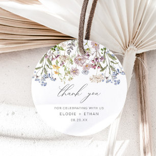 Étiquettes Cadeau Mariage fleur sauvage Round Faver Tag Floral Boho