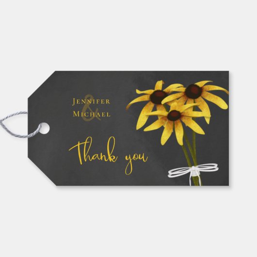 Étiquettes-cadeau mariage fleur sauvage Rudbeckia Black Eyed Susan (Dos (Horizontal))
