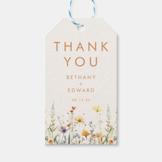 Étiquettes-cadeau Mariage Fleur sauvage rustique (Devant)