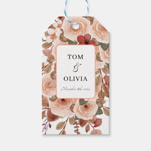 Étiquettes-cadeau Mariage Fleur sauvage rustique (Devant)