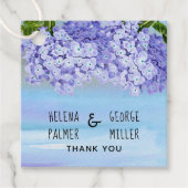 Étiquettes Cadeau Mariage fleuri bleu violet hydrangea (Devant)