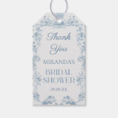 Étiquettes Cadeau Mariage Fleurie Bleue Chinoiseri (Devant)