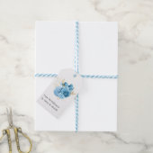 Étiquettes-cadeau Mariage Fleuris Bleu Pastel et Or (Avec de laficelle)