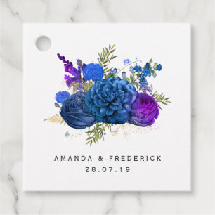 Étiquettes Cadeau Mariage Fleuris Vintage et Dentelle Navy et Violet