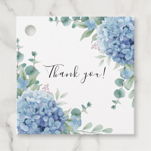 Étiquettes Cadeau Mariage Fleuriste Hydrangea Bleu (Devant)