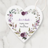 Étiquettes Cadeau Mariage Fleurs de Pivoines Violettes Roses Délicat (Dos)