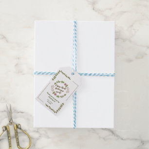 Étiquettes-cadeau Mariage Fleurs Roses Feuilles Vertes