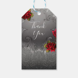 Étiquettes-cadeau Mariage Fleurs Rouges Ornementales Vintage Roses A