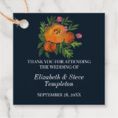 Étiquettes Cadeau Mariage floral aux tons terre cuite, orange brûlé (Devant)