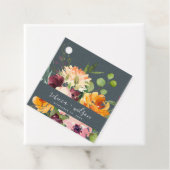 ÉTIQUETTES CADEAU MARIAGE FLORAL BLANC BLEU JAUNE ORANGE (En situation)