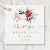 Étiquettes Cadeau Mariage Floral Blanc Burgundy Or Classique (Devant)