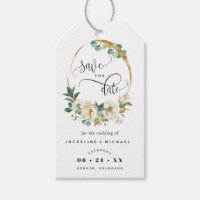 Mariage floral blanc et miel Enregistrer la date