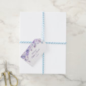 Étiquettes-cadeau Mariage Floral bleu clair pourpre (With Twine)