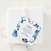 Étiquettes Cadeau Mariage Floral bleu et blanc (En situation)