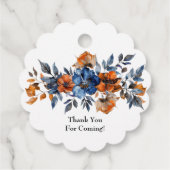 Étiquettes Cadeau Mariage floral bleu et orange (Dos)