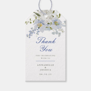 Étiquettes-cadeau Mariage Floral bleu français