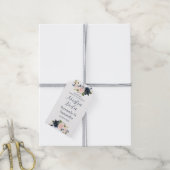 Étiquettes-cadeau Mariage floral bleu marine (Avec de la ficelle)