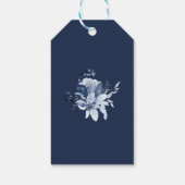 Étiquettes-cadeau Mariage floral bleu marine moderne (Dos)