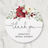 Étiquettes Cadeau Mariage floral bordeaux (Devant)