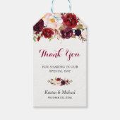 Étiquettes-cadeau Mariage Floral de Bourgogne Marsala Favoriser le M (Devant)
