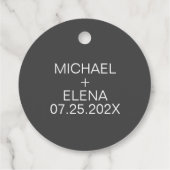 Étiquettes Cadeau Mariage floral gris foncé et blanc (Dos)